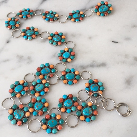 Concho Belt Accessories - 😄✨HOST PICK❣️Sterling, Turquoise & Coral Concho Belt Signed!✨